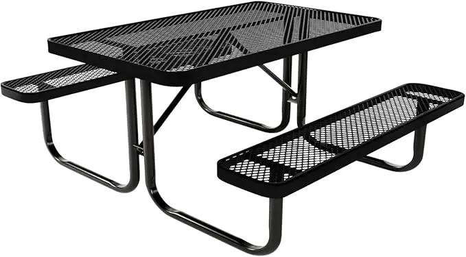Coated Outdoor Furniture Heavy-Duty Portable Outdoor Kids Table, Expanded Metal Kids Picnic Table, Commercial-Grade Picnic Table, Made in America (4ft Rectangular, Childrens, Textured Black) by GreenHaven Gardens