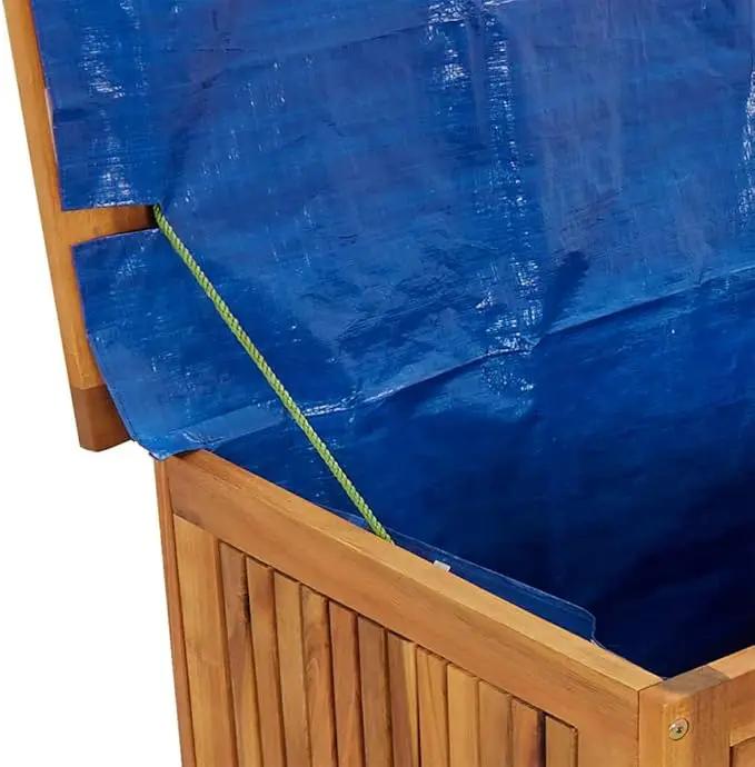 vidaXL Wooden Deck Box - Outdoor Teak Storage Chest, Ideal for Patio Furniture Cushions, Pool Accessories, Garden Tools - Water-Resistant Bag Inside - 23.6''x19.7''x22.8'', Solid Acacia Wood by GreenHaven Gardens