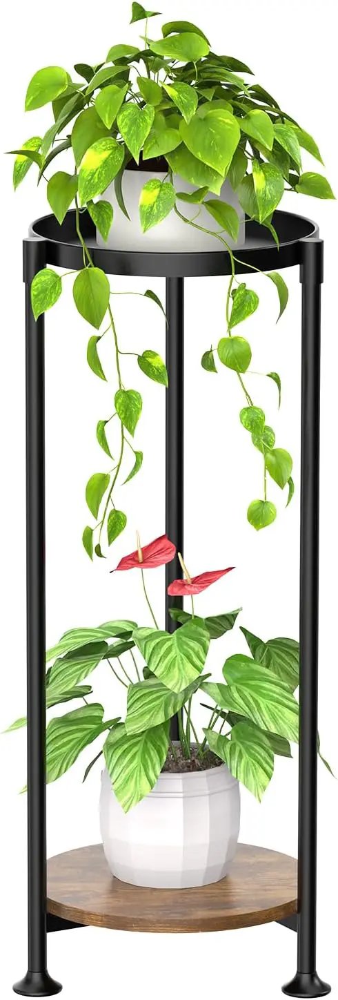 KMOTASUO 2 Tier Plant Stands Indoor, 30 Inch Tall Metal Corner Plant Stand, Modern Flower Shelf Pot Holder Planter Display Rack for Living Room Balcony Patio Garden(Black) by GreenHaven Gardens