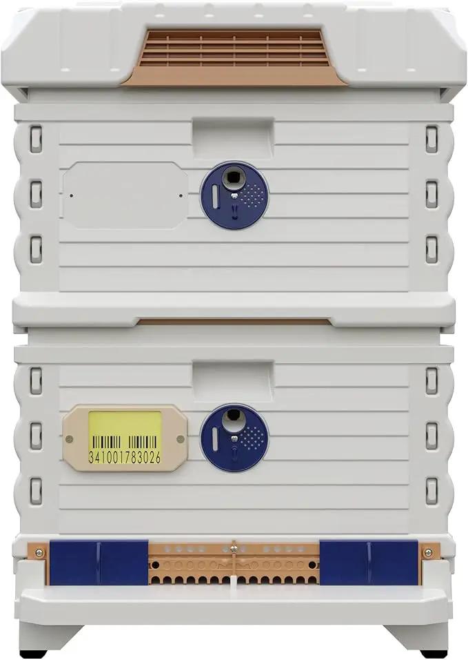 Ergo Insulated 10 Frame Bee Hive Set [NO Frames Included] (Double Deep, White Body Blue Entrance) by GreenHaven Gardens