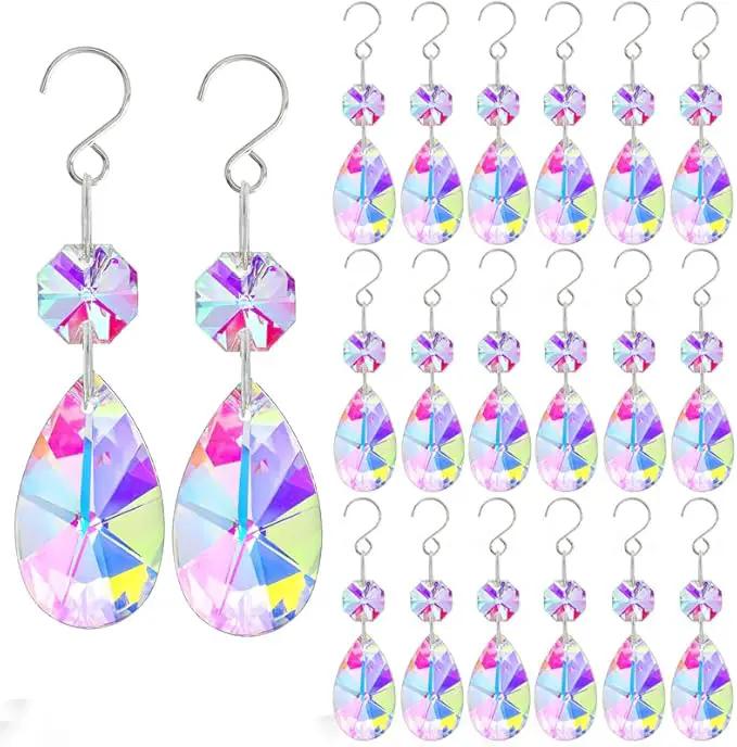 20 Pieces 38mm Crystal Prisms Chandelier Rounded Pear Ornament Pendants Crystal Beads Hanging Glass Crystal Chandelier Prisms for Wedding Party Tree Garlands Decoration DIY Jewelry by GreenHaven Gardens