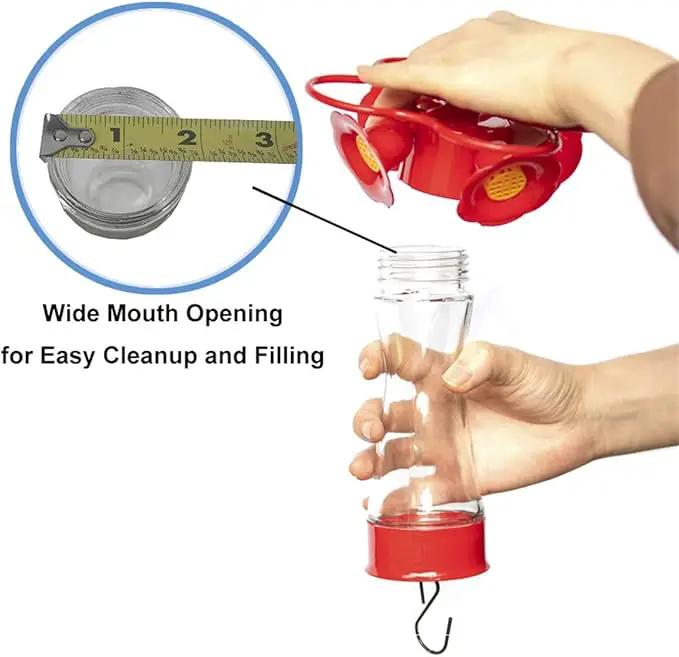 Nature's Rhythm Bird Feeder 4 bee Guard Plastic Feeding Port 8oz Glass Pinch Waist Hummingbird Feeder,1pcs by GreenHaven Gardens