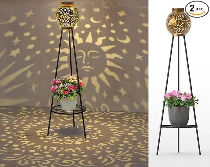 2 Pack Solar Lights with Plant Stands Waterproof Solar Lanterns Outdoor Solar Lamps for Patio, Yard, Pathway, and Porch Decoration Garden Decor by GreenHaven Gardens