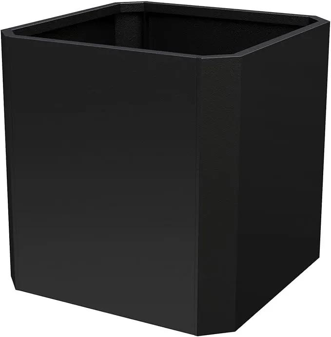 Steel Planter Box-24"x24"x24"-Large Square Planter Box-Outdoor Indoor-Cube Steel Planter Heavy Duty Black Metal Planter Flower Pot Commercial Residential for Home Garden Porch Hotel Patio by GreenHaven Gardens