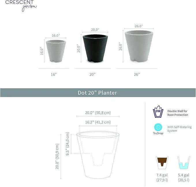 Crescent Garden Dot TruDrop Indoor/Outdoor Planter, Self-Watering Plant Pot, 20 Inches, (Mocha) by GreenHaven Gardens