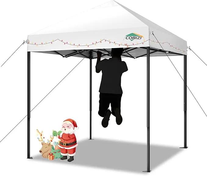 COBIZI 6.6x6.6ft Pop Up Canopy Tent, Heavy Duty Canopy Easy Set up All Weather Waterproof Outdoor Canopy Tent for Parties, Beach, Garden, Camping with 1 Handbag, 3 Adjustable Heights, UPF50+, White by GreenHaven Gardens