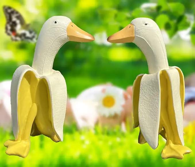 Tellme 2 PCS Banana Duck Statues, Creative Whimsical Garden Art Resin Gnome Sculptures, Outdoor Personalized Decors, Cute Banana Ornaments for Yard, Porch, Office, Home, Funny Housewarming Gifts. by GreenHaven Gardens