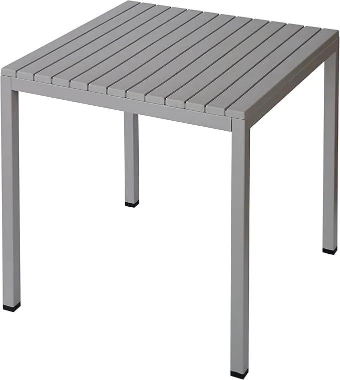 Plastic Outdoor Dining Table with Metal Legs, Weather Resistance, Home Patio Table, Restaraunt Outdoor Table, Quick Assembly (Grey) by GreenHaven Gardens
