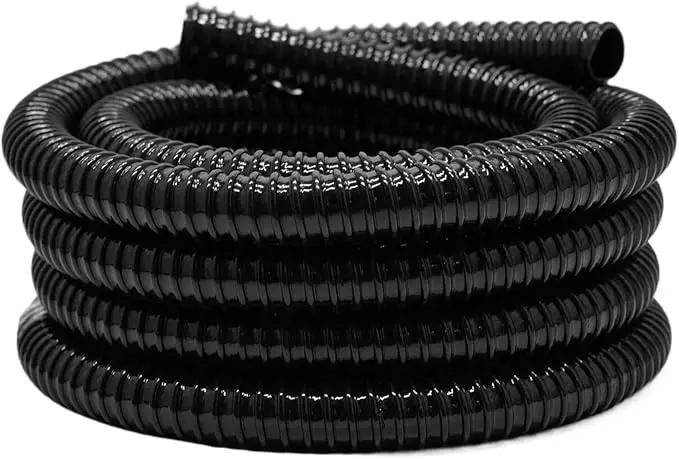 1.25 Inch Pond Tubing, 1-1/4 Dia ID Corrugated Water Pipe, 20 Feet Length Flexible PVC Hose Pipe with Pipe Fittings, Aquarium, Pond Waterfall, Garden Pond Pump Drainage Tube Black by GreenHaven Gardens