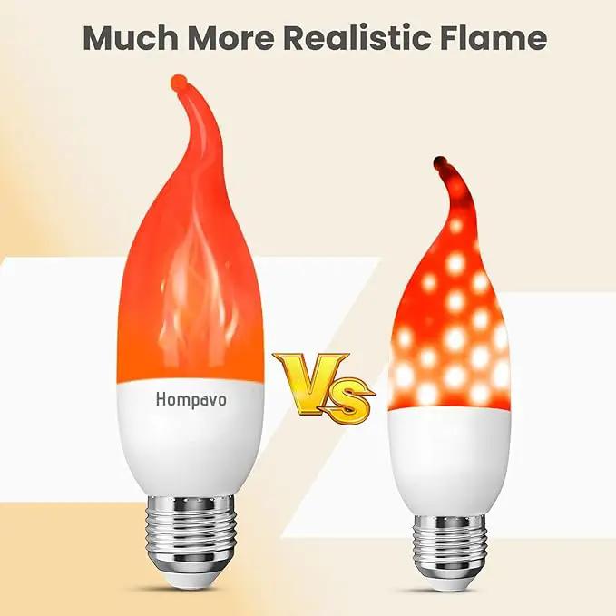Hompavo Upgraded LED Flame Light Bulbs, 3 Modes Flickering Light Bulbs, E26 Chandelier Base Candle Fire Light Bulb for Halloween Christmas Party Porch Indoor & Outdoor Home Decoration - 6 Pack Red by GreenHaven Gardens