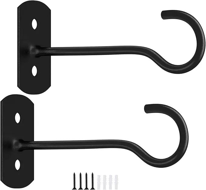 6in Hanging Plant Hooks,2Pack Ceiling Hooks for Plants,Lights,Planters,Lanterns,Hanging Bird Feeders,Wind Chimes,Indoor&Outdoor Decoration Wall Hooks Black by GreenHaven Gardens