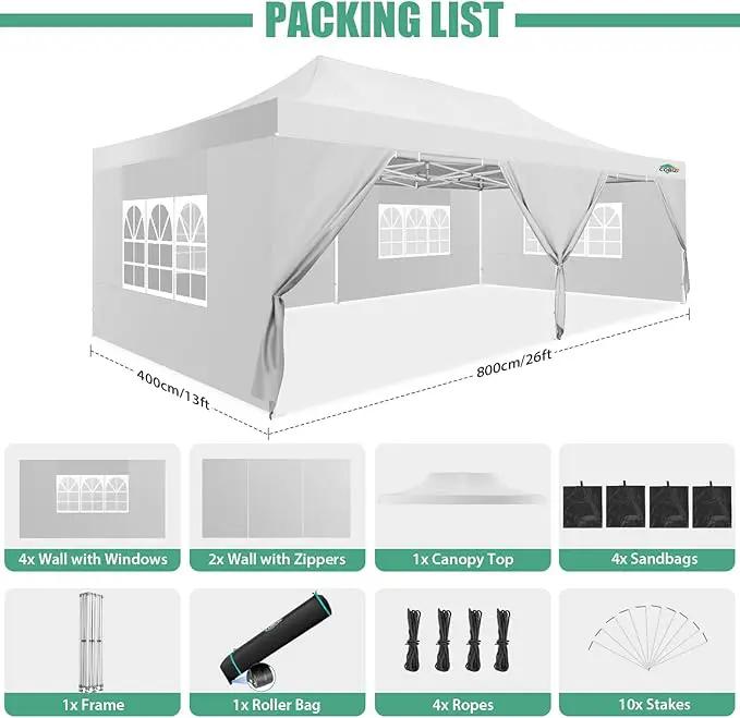 COBIZI 13x26 Pop Up Tent 13x26 Canopy with Sidewalls Heavy Duty Canopy Party Tent for Parties, Outdoor Wedding Large Event Tent Wind Waterproof UPF 50+ Ez Up in Garden Lawn with Roller Bag, White by GreenHaven Gardens