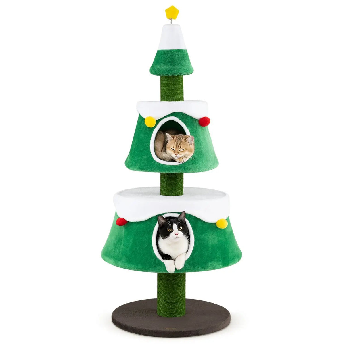 61.5" Christmas Tree Cat Tower with 2 Condos & Scratching Posts by DirectDeals