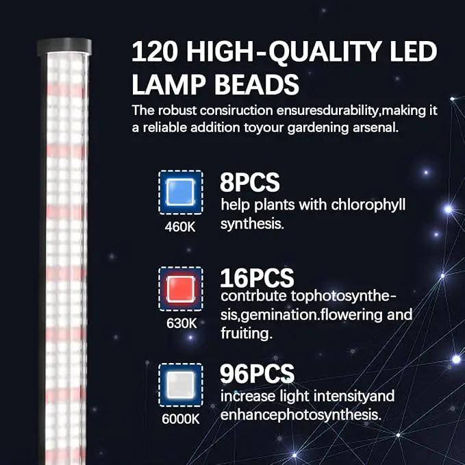 T10 Vertical Grow Light, 6000K Full Spectrum Desktop Plant Light 18.9",Hung or Stood, with 3 Modes & 5 Dimming Levels, Suitable Small & Medium Plants Indoors, Auto On Off Timing 4/8/12/18Hrs (1) by GreenHaven Gardens