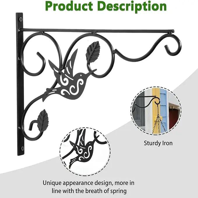 Hanging Plants Bracket, 4 Pack 12 inch Wall Planter Hook with Iron Screws Included, Decorative Plant Hanger for Bird Feeders, Wind Chimes Indoor, Lantern, Flower Pot,Outdoor Indoor Patio Decor by GreenHaven Gardens