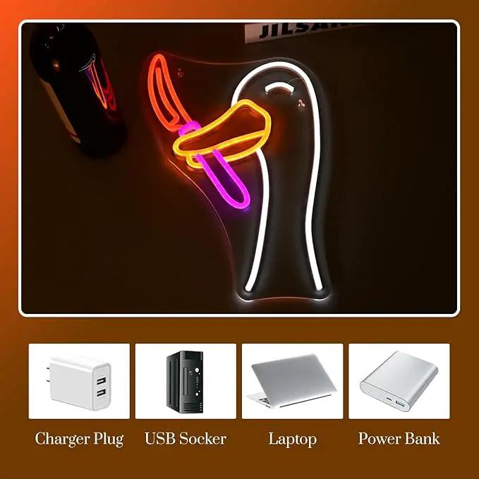 Silly Goose Neon Sign Dimmable Goose Knife Neon Signs for Wall Decor LED USB Powered Anime Neon Light Sign for Bedroom Room Club Restaurant Party Decoration Birthday Gifts by GreenHaven Gardens
