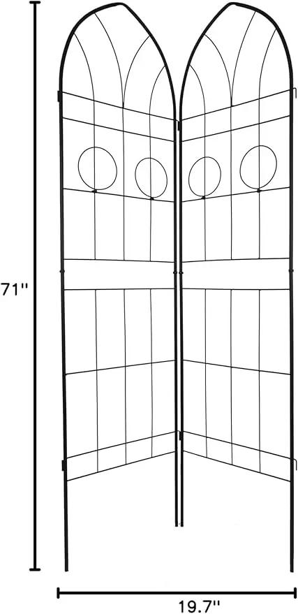 2 Pack Metal Garden Trellis 78.7" H Garden Fence Rustproof Trellis for Climbing Plants Support Roses Flower Outdoor Lawn Black by GreenHaven Gardens