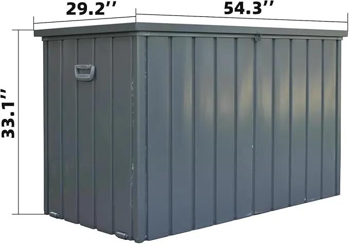 Domi Deck Box 200 Gallon, Waterproof Lockable Steel Outdoor Storage Container for Outside Cushions, Garden Tools and Pools Equipment(Gray) by GreenHaven Gardens