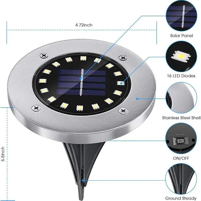 NFESOLAR Solar Outdoor Lights with 16 LEDs, Blue Color Bright Solar Ground Lights Outdoor, Waterproof Solar Pathway Lights for Pathway Garden Yard Lawn Walkway Driveway (8 Pack) by GreenHaven Gardens