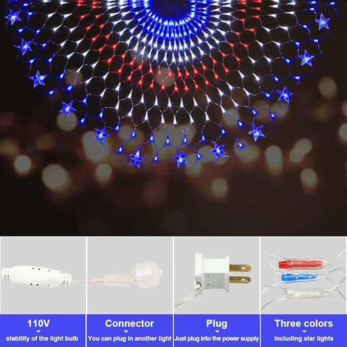 American Flag Lights, 243 LEDs Red White and Blue Lights Half Fan Flag Light, Waterproof US Flag Lights for Yard Garden, Festival, Holiday, 4th of July Independence Day Decorations by GreenHaven Gardens