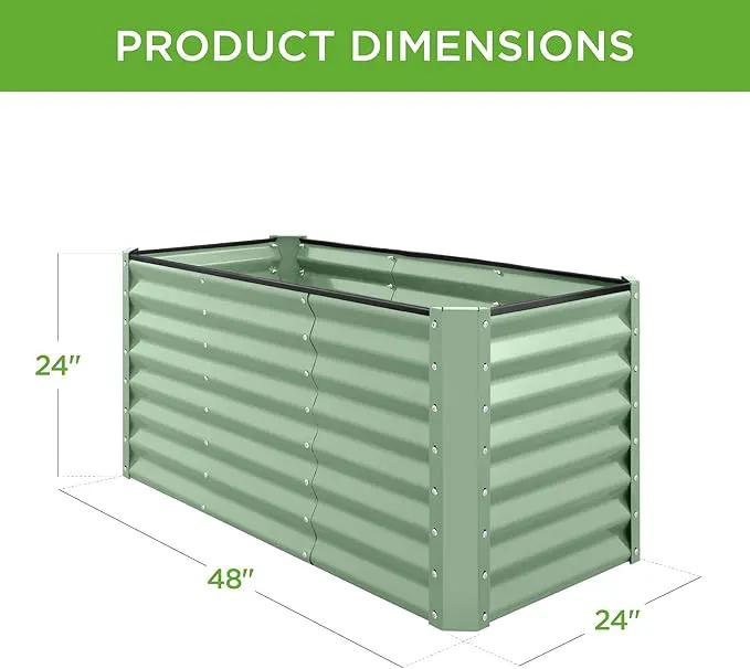 Best Choice Products 4x2x2ft Outdoor Metal Raised Garden Bed, Deep Root Planter Box for Vegetables, Flowers, Herbs, and Succulents w/ 119 Gallon Capacity - Sage Green by GreenHaven Gardens