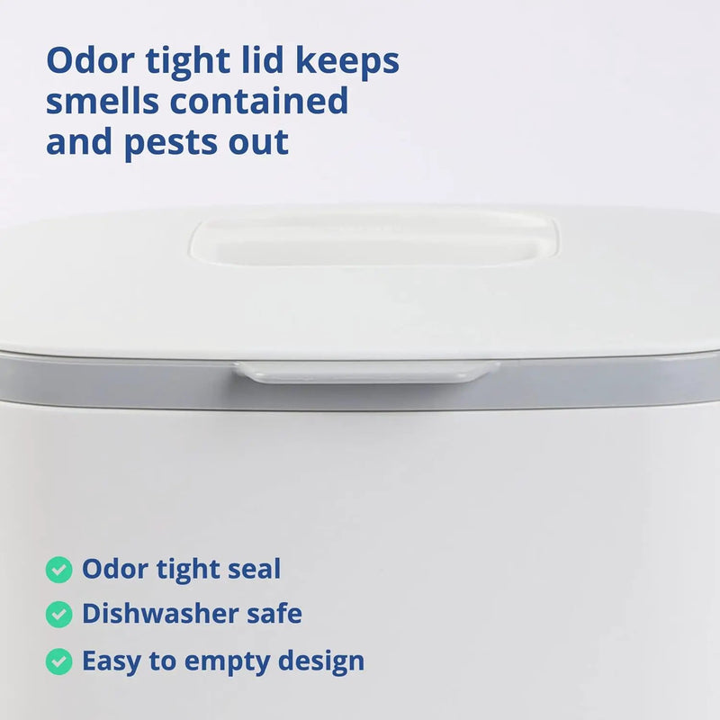BLUE GINKGO Kitchen Compost Bin [5L / 1.32 GAL] – Filter-Free, Odor-Tight Countertop Food Waste Pail with Handles (Made in Korea, White) by GreenHaven Gardens