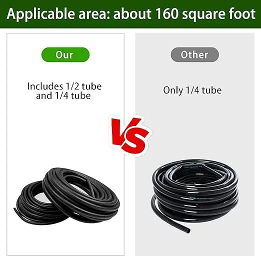 JOPARY 100FT PVC Hose DIY Automatic Flower Waterer Drip Irrigation Kit,Balcony Flower Pot Watering, Smart Watering Drip Irrigation, Irrigation Tubing Hose Adjustable Nozzle Emitters Barbed Fittings by GreenHaven Gardens