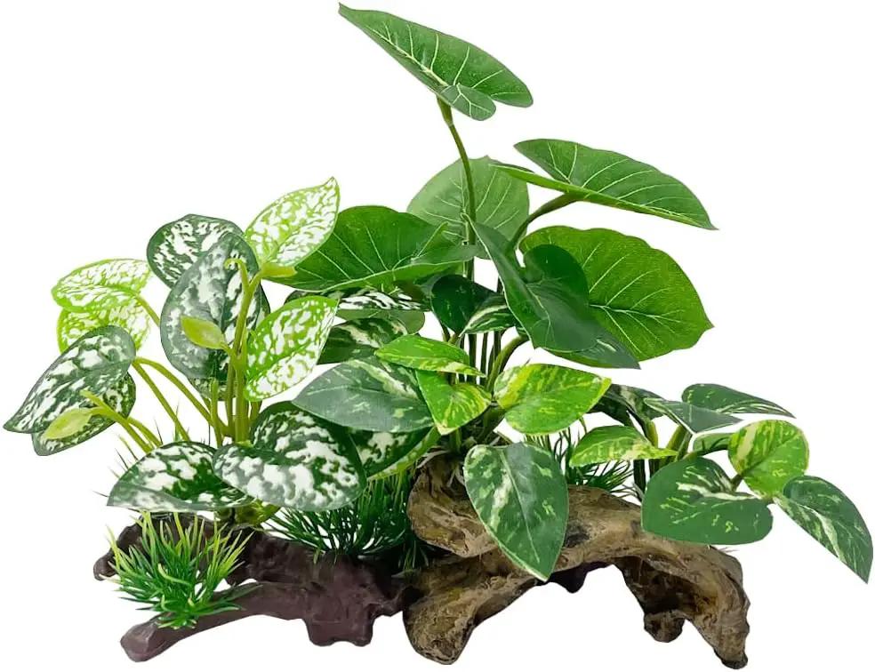 Smoothedo-Pets Fish Tank Decoration Aquarium Decoration 3 Pieces Ornament Betta Silk Leaf Cushion Hammock Artificial Driftwood Cave Goldfish Bowl Accessories (Mixed Leaf Set-G) by GreenHaven Gardens