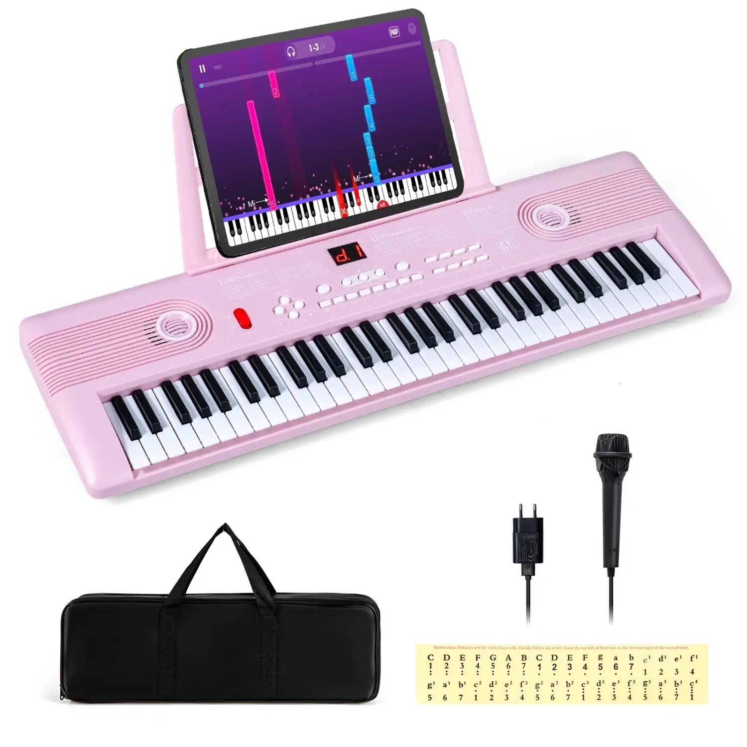 61 Key Electric Portable Digital Keyboard Piano for Beginner-Black by DirectDeals