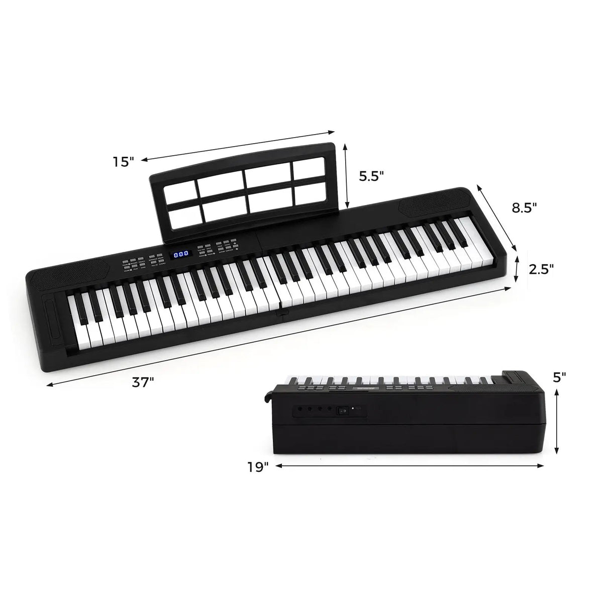 61-Key Foldable Piano Keyboard Full-size Electronic Keyboard with MIDI and Split Function, photo 11 of 24