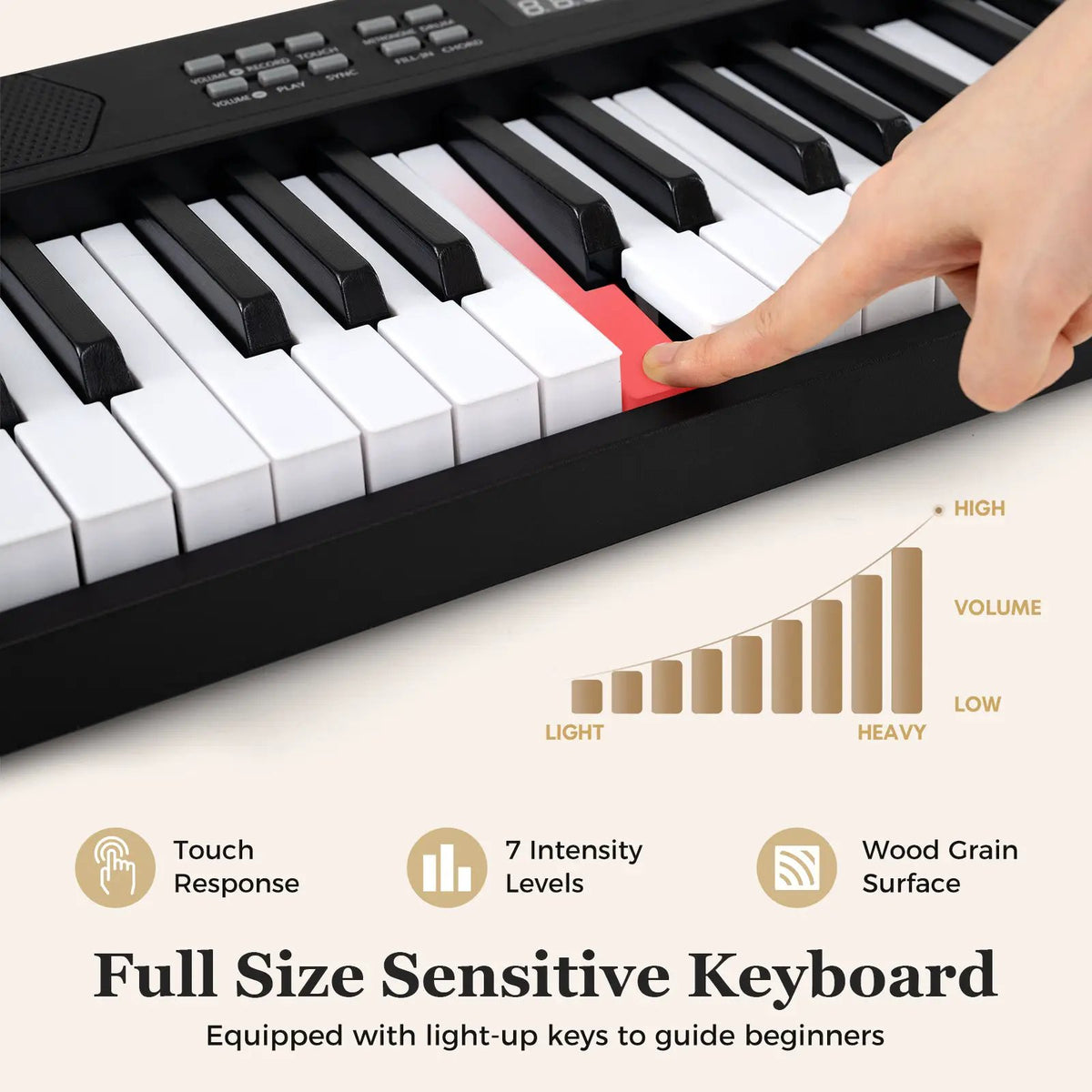 61-Key Foldable Piano Keyboard Full-size Electronic Keyboard with MIDI and Split Function, photo 21 of 24