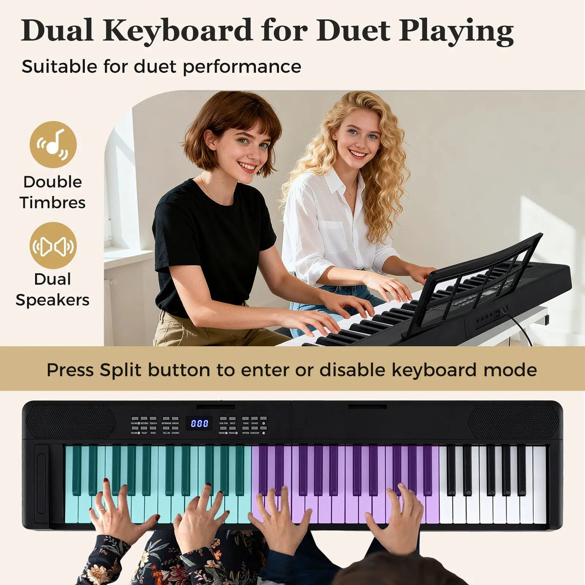 61-Key Foldable Piano Keyboard Full-size Electronic Keyboard with MIDI and Split Function, photo 24 of 24