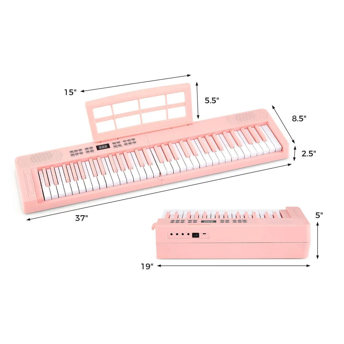 61-Key Foldable Piano Keyboard Full-size Electronic Keyboard with MIDI and Split Function, photo 10 of 24