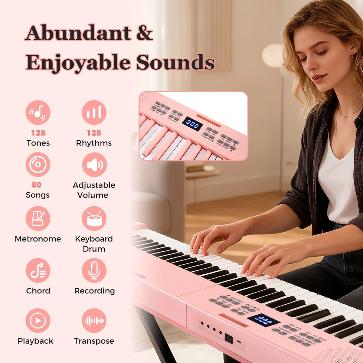 61-Key Foldable Piano Keyboard Full-size Electronic Keyboard with MIDI and Split Function, photo 17 of 24