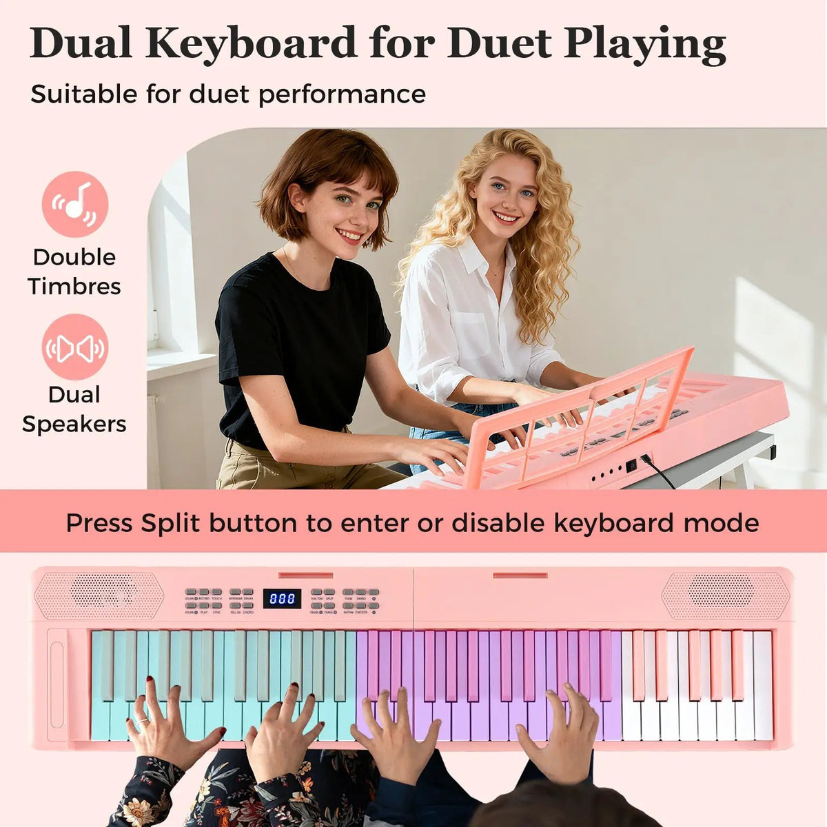 61-Key Foldable Piano Keyboard Full-size Electronic Keyboard with MIDI and Split Function, photo 23 of 24