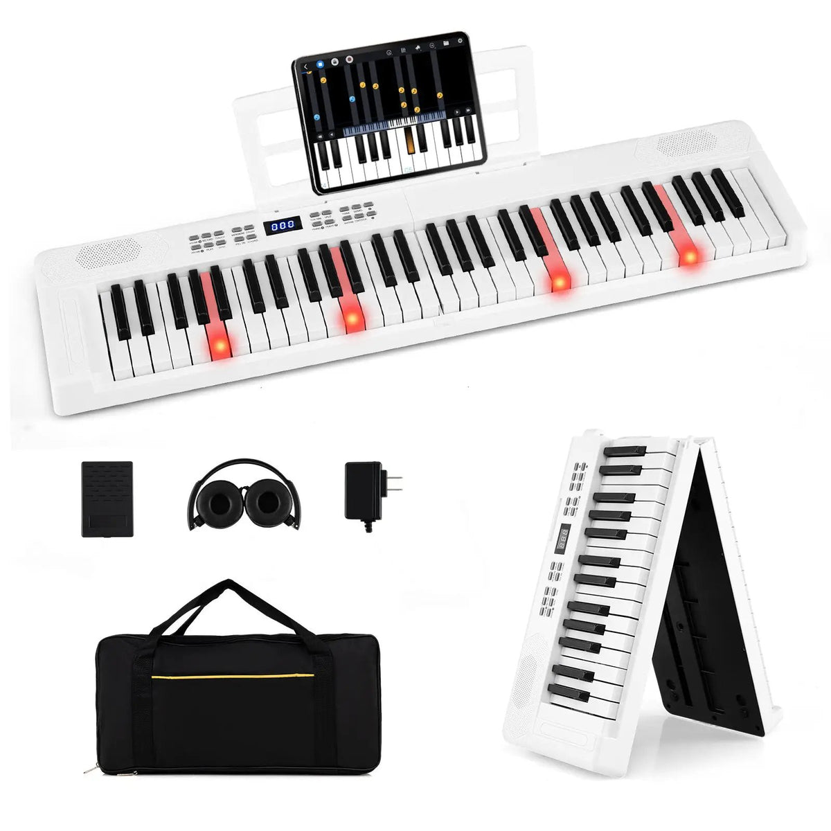61-Key Foldable Piano Keyboard Full-size Electronic Keyboard with MIDI and Split Function, photo 9 of 24
