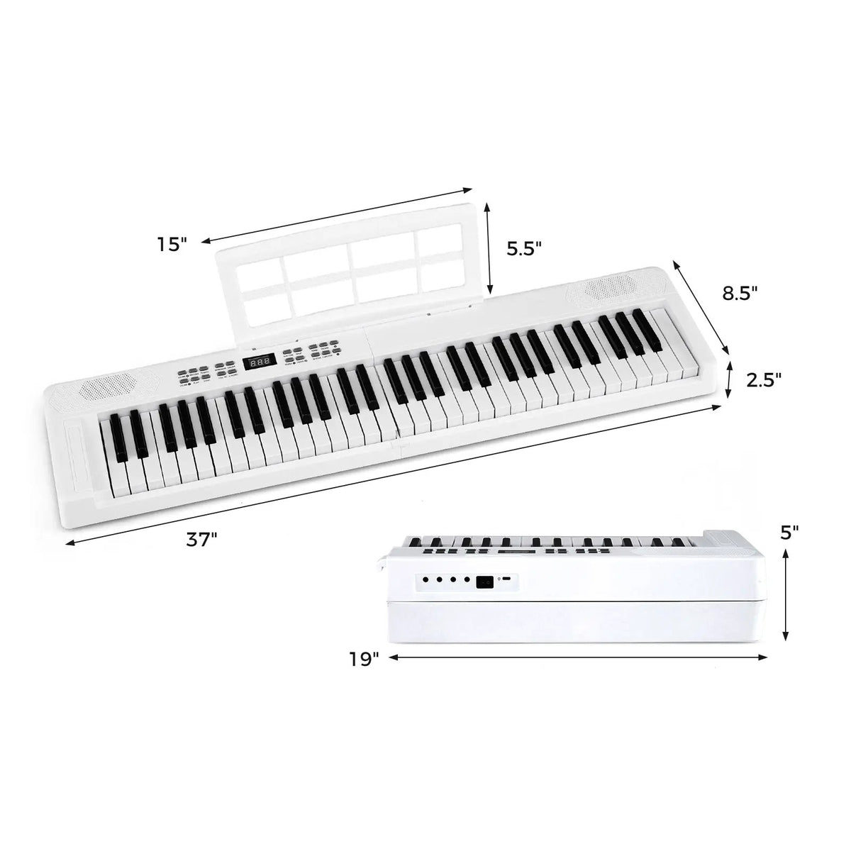 61-Key Foldable Piano Keyboard Full-size Electronic Keyboard with MIDI and Split Function, photo 12 of 24