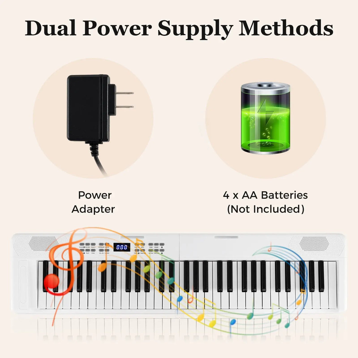 61-Key Foldable Piano Keyboard Full-size Electronic Keyboard with MIDI and Split Function, photo 14 of 24