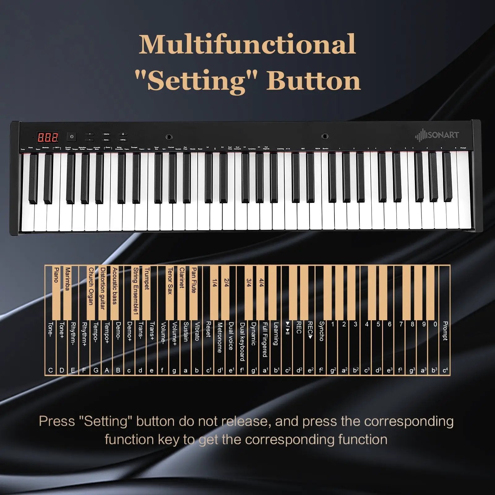 61-Key Portable Electronic Keyboard Piano Complete Digital Piano Set with Stand and Stool by DirectDeals