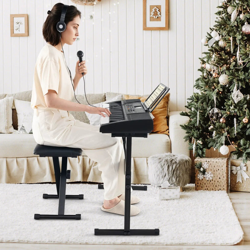61-Key Portable Electronic Keyboard Piano with Stand and Stool by DirectDeals