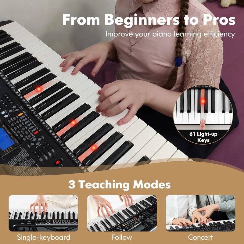 61-Key Portable Electronic Keyboard Piano with Stand and Stool by DirectDeals