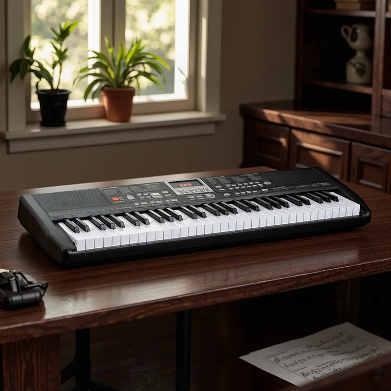 61 Keys Beginners Piano Keyboard Electric Keyboard Kit with Adjustable Stand and Stool-Black by DirectDeals