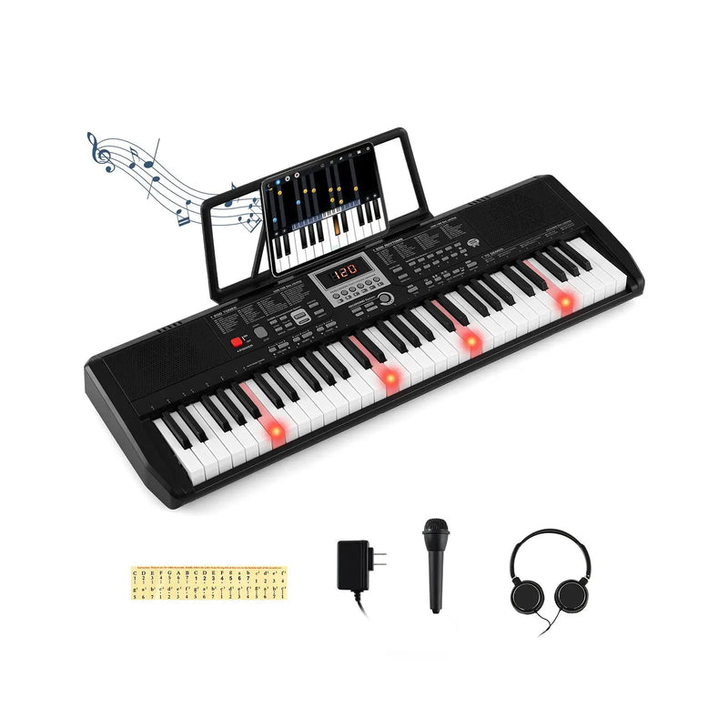 61 Keys Portable Keyboard for Beginners Electric Piano Keyboard Kit with 200 Rhythms and 200 Tones-Black by DirectDeals