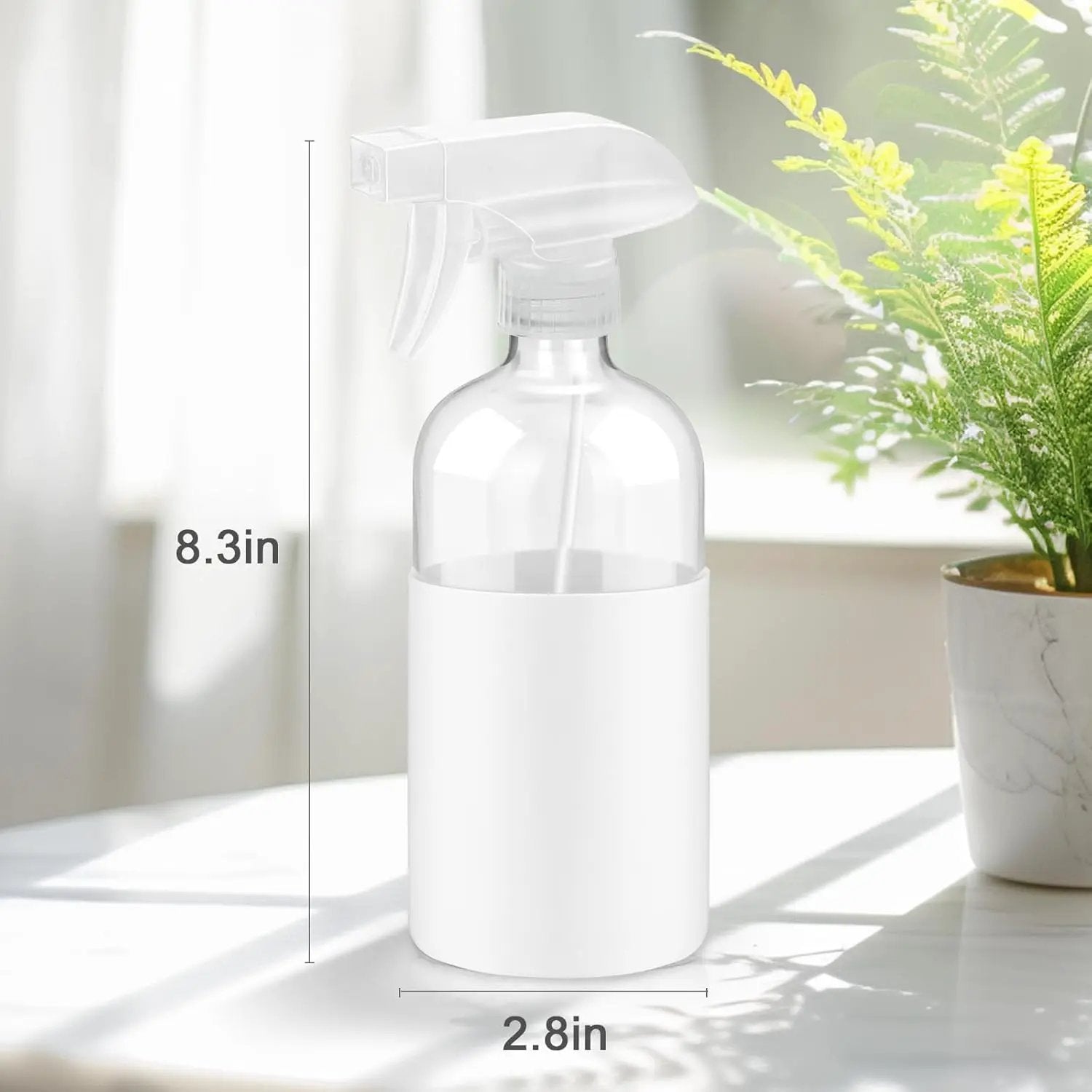 2 Pack Glass Spray Bottles with Long Silicone Sleeve, 16 oz Empty Refillable Containers with Adjustable Spray Nozzles, Spray Bottles for Hair, Cleaning Solutions and Plants Pink&White by GreenHaven Gardens