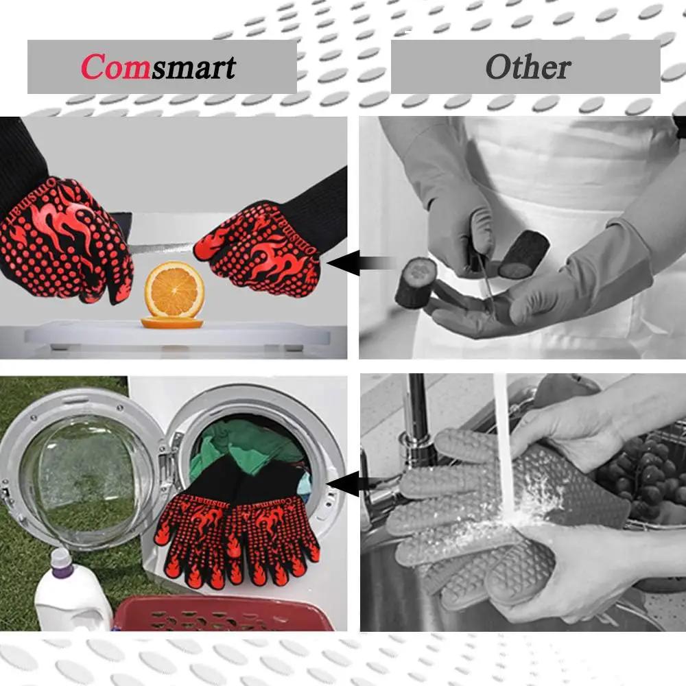 Comsmart BBQ Gloves, 1472 Degree F Heat Resistant Grilling Gloves Silicone Non-Slip Oven Gloves Long Kitchen Gloves for Barbecue, Cooking, Baking, Cutting by GreenHaven Gardens