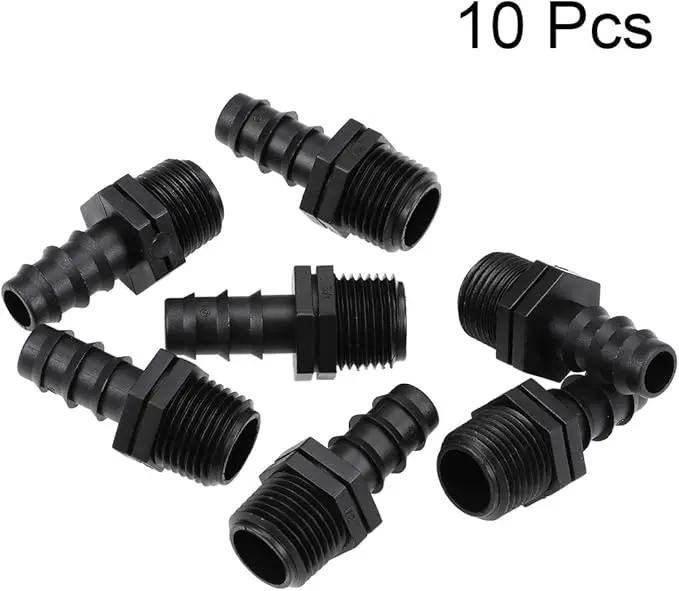 uxcell Barb Drip Pipe Connector 1/2 BSPT Male Thread 16PE Hose Fitting for Garden Agricultural Irrigation System, Plastic 10pcs by GreenHaven Gardens