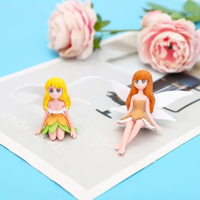ONEST 5 Pieces Miniature Fairy Garden Accessories Small Fairy Figurines Hand Painted Fairy Figures Girl Fly Wing Figurines for Car Decor Fairy Garden Flower Pot Birthday Cake Topper by GreenHaven Gardens