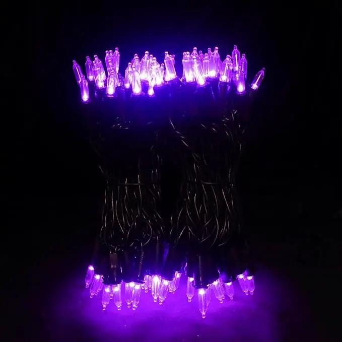 MULTI-SPARKING Purple LED Halloween Lights - 100 Count Purple Christmas String Lights for Tree, Party, Holiday, Indoor and Outdoor Halloween Decorations, 33 Feet Black Wire, UL Certified, Connectable by GreenHaven Gardens
