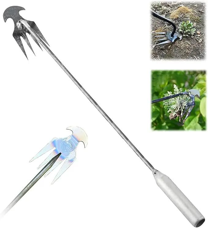 Amposei Weeding Artifact Uprooting Weeding Tool, Multifunctional Weeder, Hand Weeder Tool, Stand Up Weed Puller Tool with Handle for Garden Yard Farm Weed Removal (20in, Metal Handle) by GreenHaven Gardens