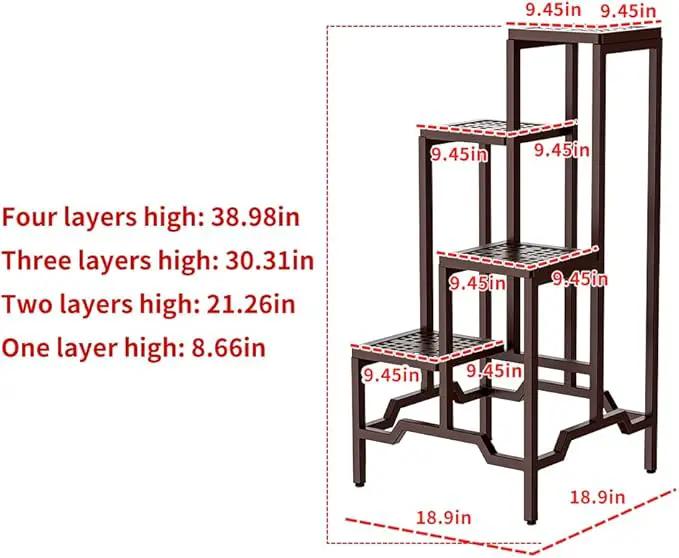 Plant Stand - Aluminum Indoor/Outdoor Flower Rack, Waterproof & Rust-Proof, Stable Support for Pots, Perfect for Living Room, Balcony, Garden, and Office (Brown, 4 Tier) by GreenHaven Gardens